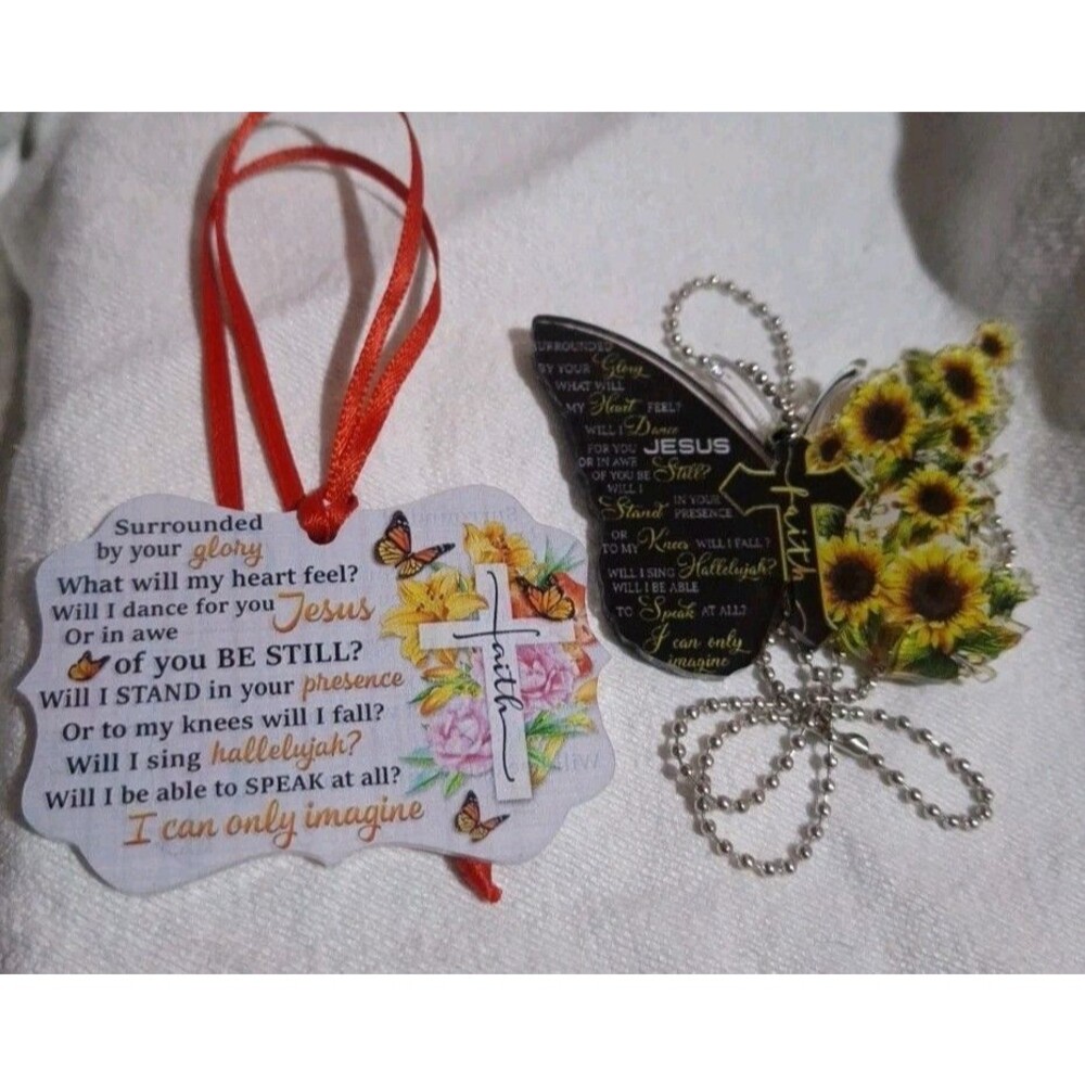 I Can Only Imagine Lyric Butterfly Ornament & Christmas Ornament Set Of 2